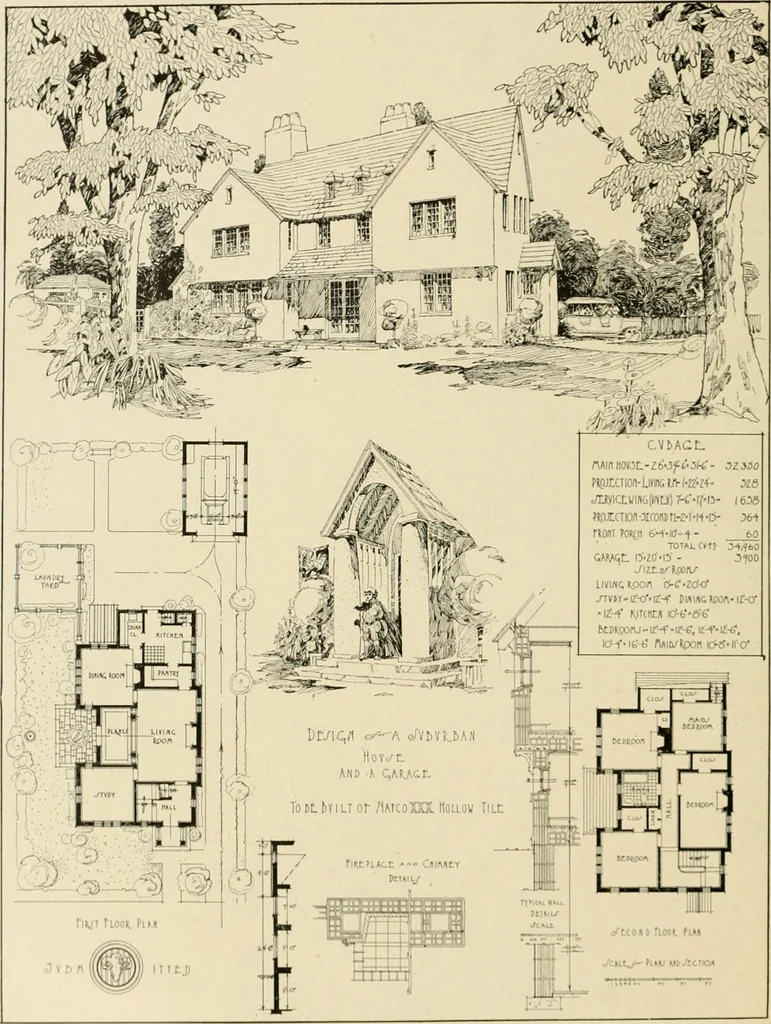 An illustration from The Natco suburban house and garage : attractive economical durable fireproof, 1915, leaf 59