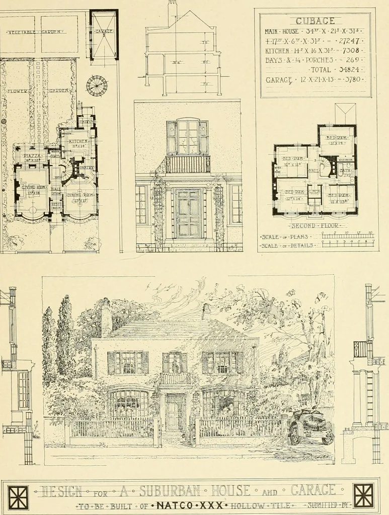 An illustration from The Natco suburban house and garage : attractive economical durable fireproof, 1915, leaf 6