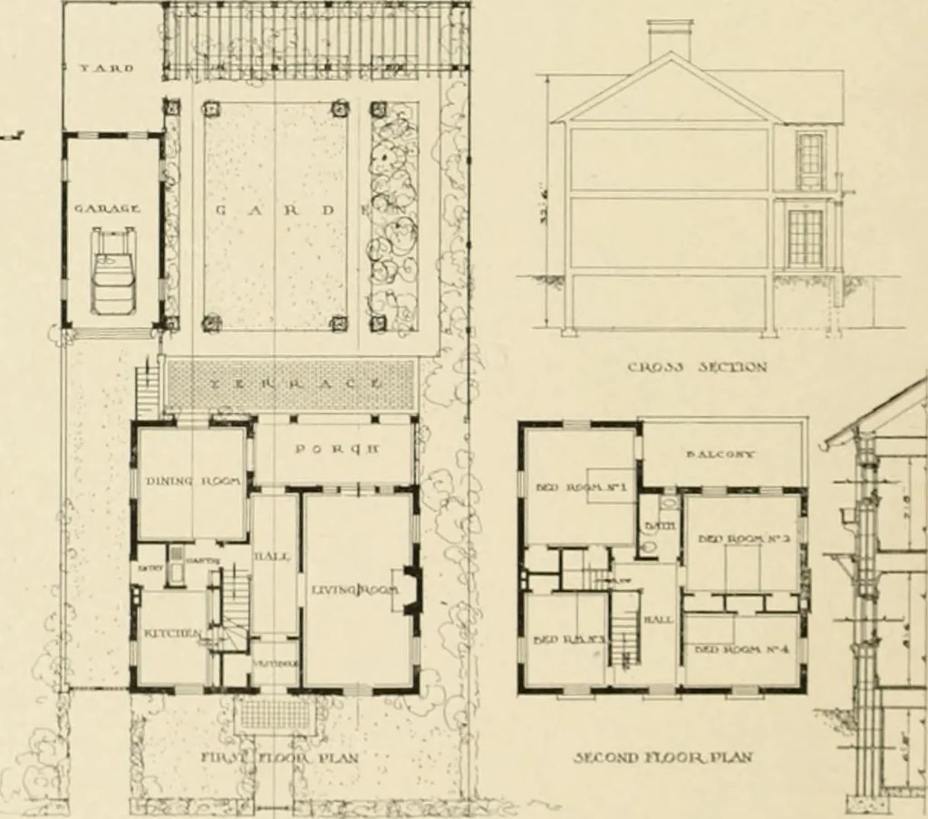 An illustration from The Natco suburban house and garage : attractive economical durable fireproof, 1915, leaf 7