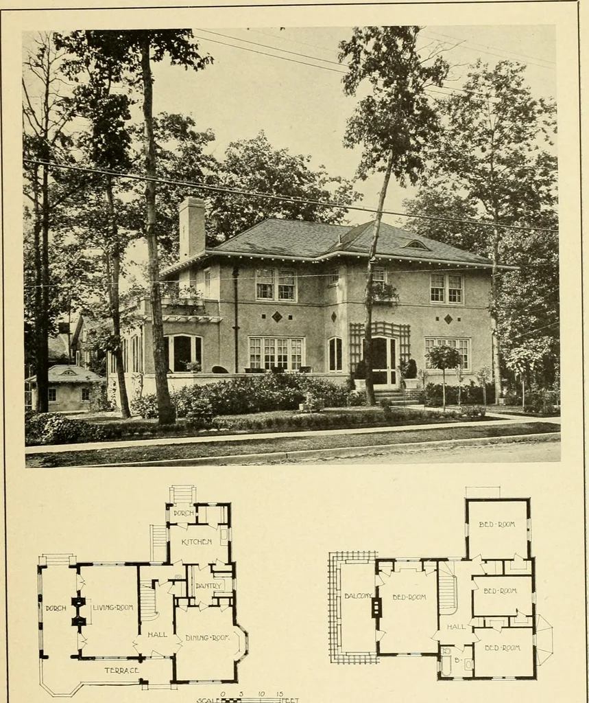 An illustration from The Natco suburban house and garage : attractive economical durable fireproof, 1915, leaf 74