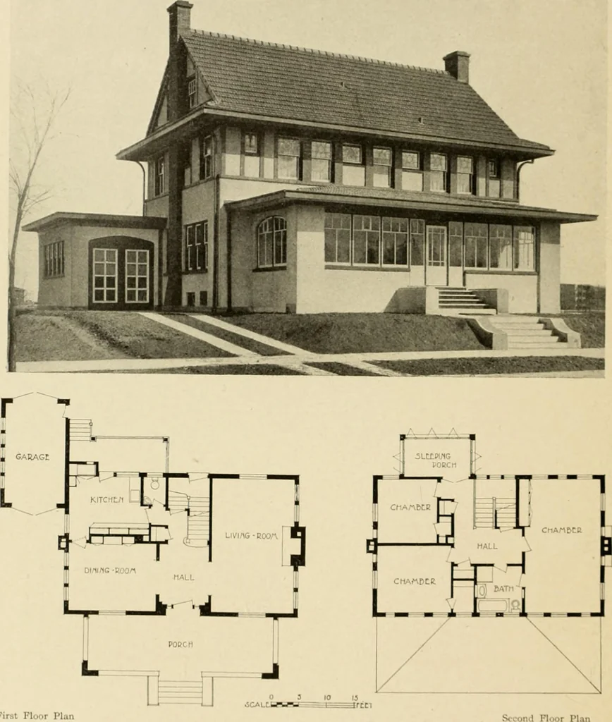 An illustration from The Natco suburban house and garage : attractive economical durable fireproof, 1915, leaf 75