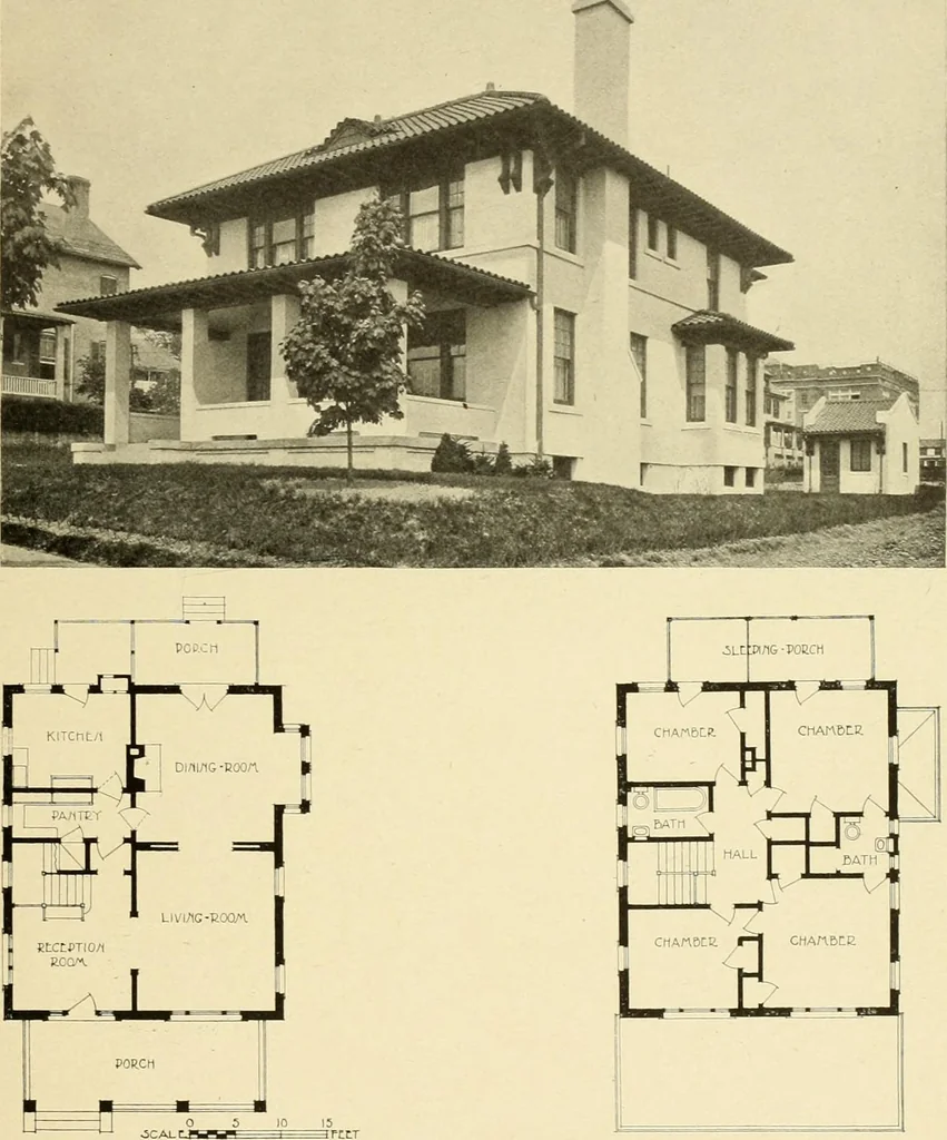 An illustration from The Natco suburban house and garage : attractive economical durable fireproof, 1915, leaf 76