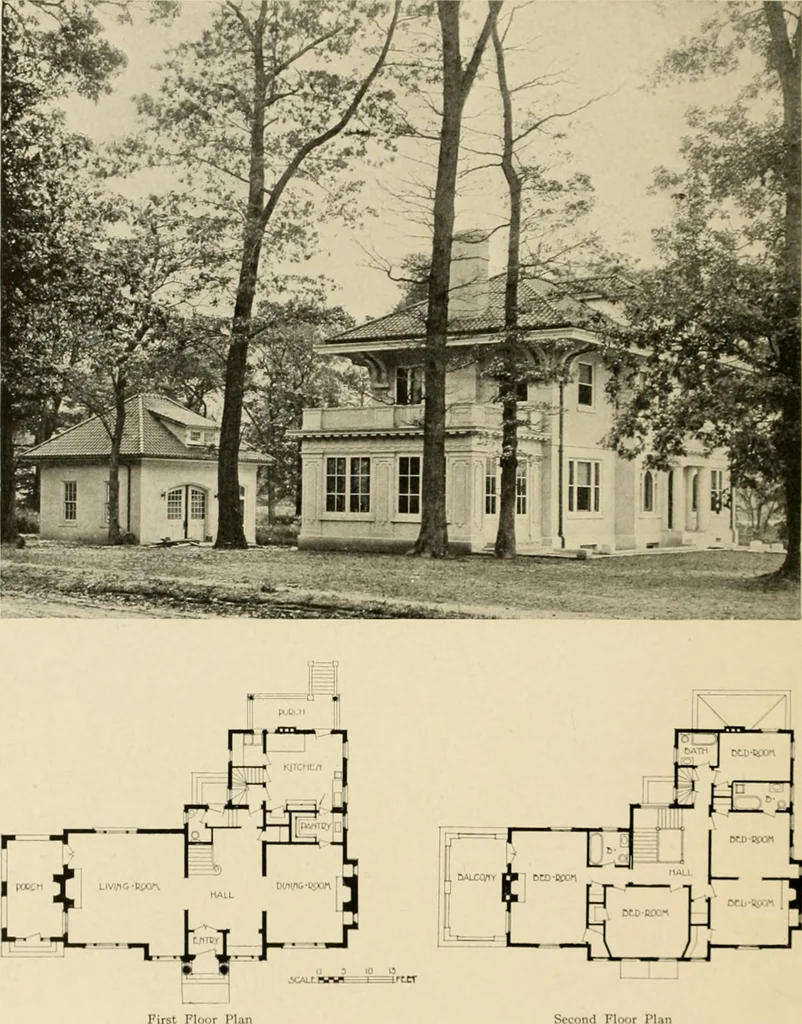 An illustration from The Natco suburban house and garage : attractive economical durable fireproof, 1915, leaf 77
