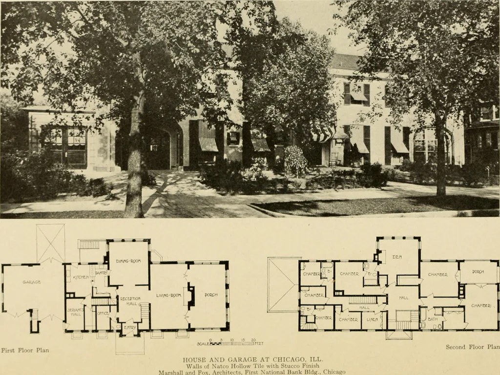 An illustration from The Natco suburban house and garage : attractive economical durable fireproof, 1915, leaf 79