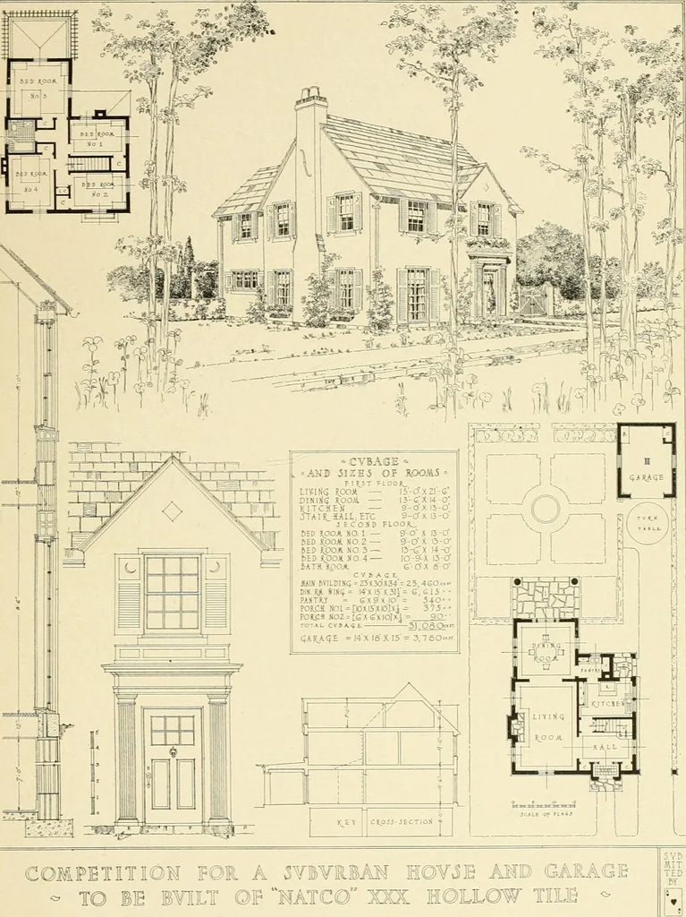 An illustration from The Natco suburban house and garage : attractive economical durable fireproof, 1915, leaf 8