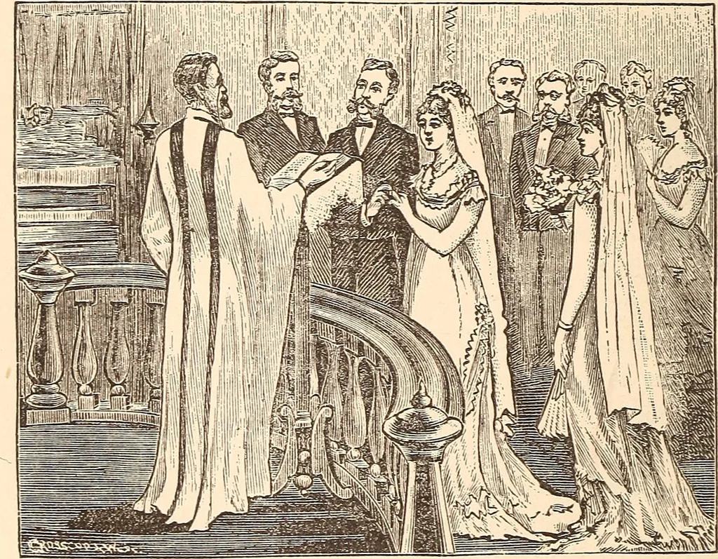 An illustration from The national encyclopædia of business and social forms, embracing the laws of etiquette and good society, 1879, leaf 149