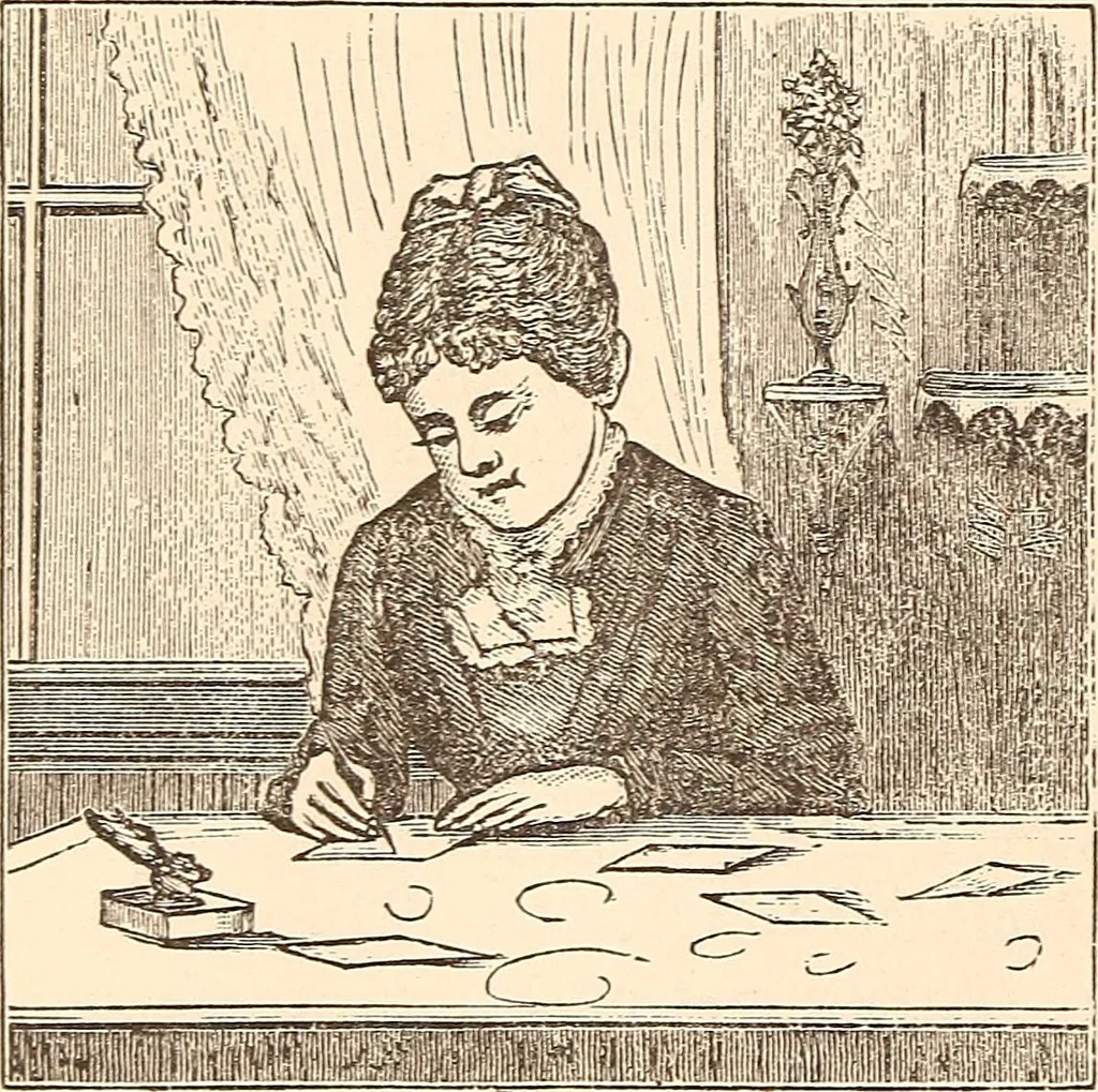 An illustration from The national encyclopædia of business and social forms, embracing the laws of etiquette and good society, 1879, leaf 171