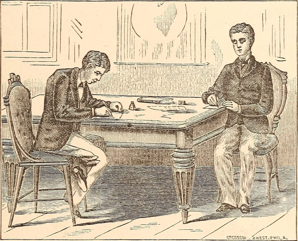 An illustration from The national encyclopædia of business and social forms, embracing the laws of etiquette and good society, 1879, leaf 172