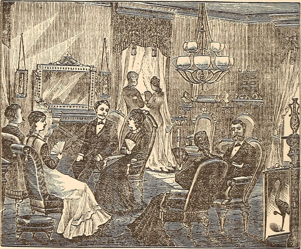 An illustration from The national encyclopædia of business and social forms, embracing the laws of etiquette and good society, 1879, leaf 83
