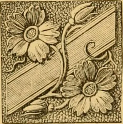 An illustration from Natural wood ornaments : for furniture manufacturers, architects, builders, interior decorators, stair builders, car builders, organ manufacturers, steamboat builders, etc., etc., 1883, leaf 12