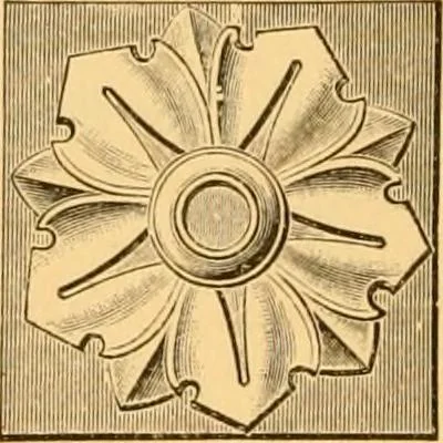 An illustration from Natural wood ornaments : for furniture manufacturers, architects, builders, interior decorators, stair builders, car builders, organ manufacturers, steamboat builders, etc., etc., 1883, leaf 13