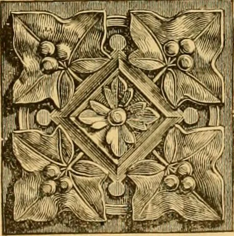 An illustration from Natural wood ornaments : for furniture manufacturers, architects, builders, interior decorators, stair builders, car builders, organ manufacturers, steamboat builders, etc., etc., 1883, leaf 16