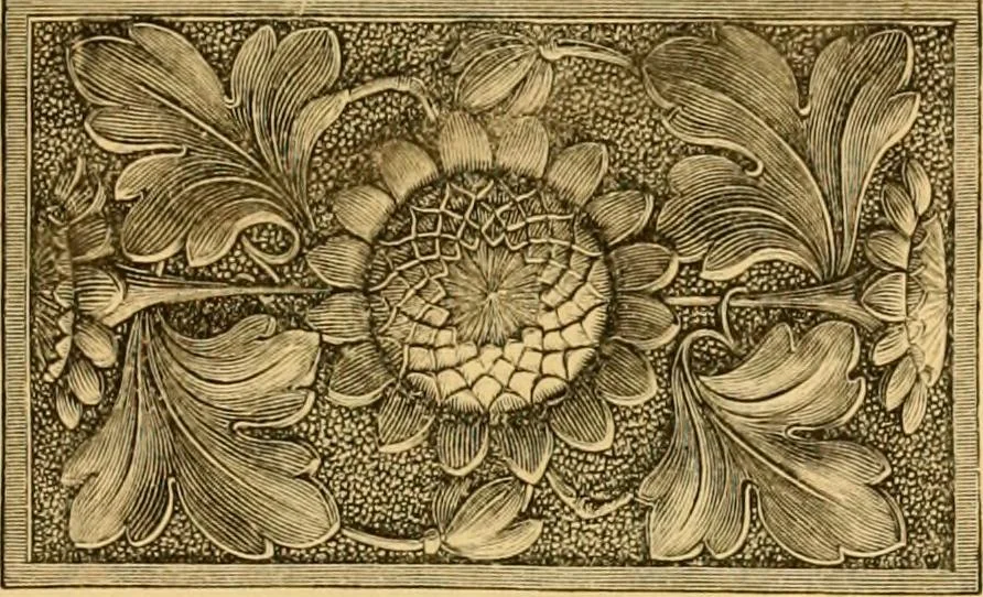 An illustration from Natural wood ornaments : for furniture manufacturers, architects, builders, interior decorators, stair builders, car builders, organ manufacturers, steamboat builders, etc., etc., 1883, leaf 18