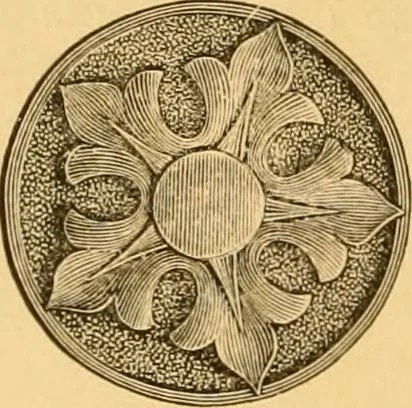 An illustration from Natural wood ornaments : for furniture manufacturers, architects, builders, interior decorators, stair builders, car builders, organ manufacturers, steamboat builders, etc., etc., 1883, leaf 9