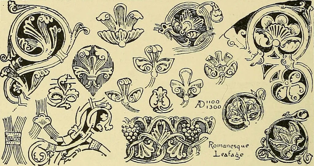 An illustration from Nature in ornament; an enquiry into the natural element in ornamental design & a survey of the ornamental treatment of natural forms, 1902, leaf 105