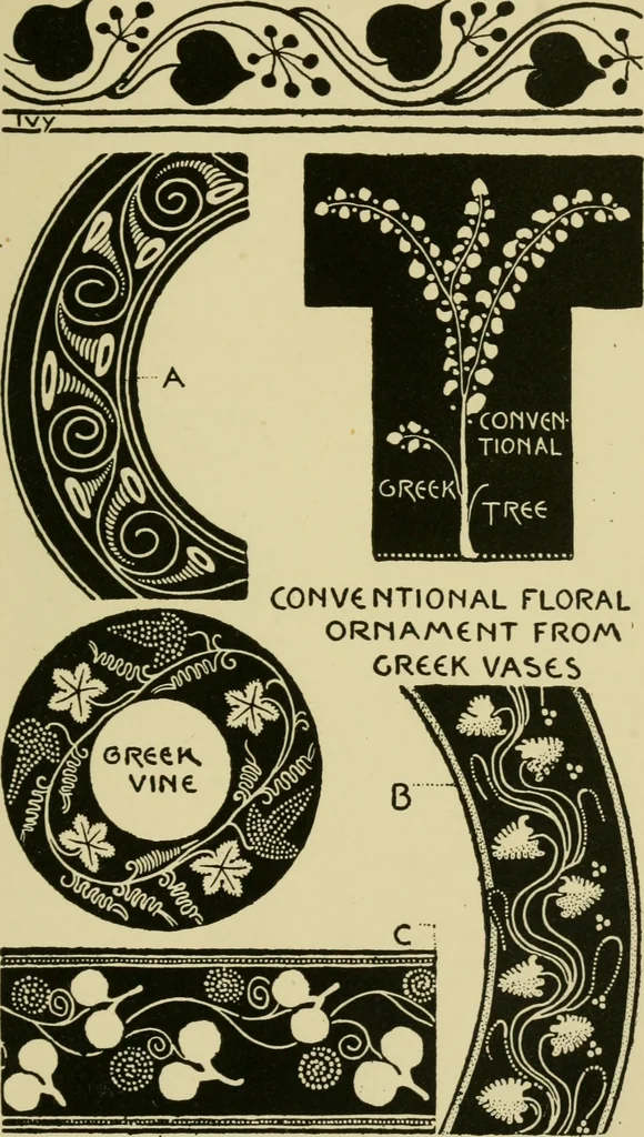 An illustration from Nature in ornament; an enquiry into the natural element in ornamental design & a survey of the ornamental treatment of natural forms, 1902, leaf 130