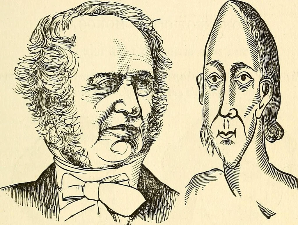 An illustration from Nature's revelations of character; or, physiognomy illustrated. A description of the mental, moral and volitive dispositions of mankind, as manifested in the human form and countenance, 1879, leaf 186