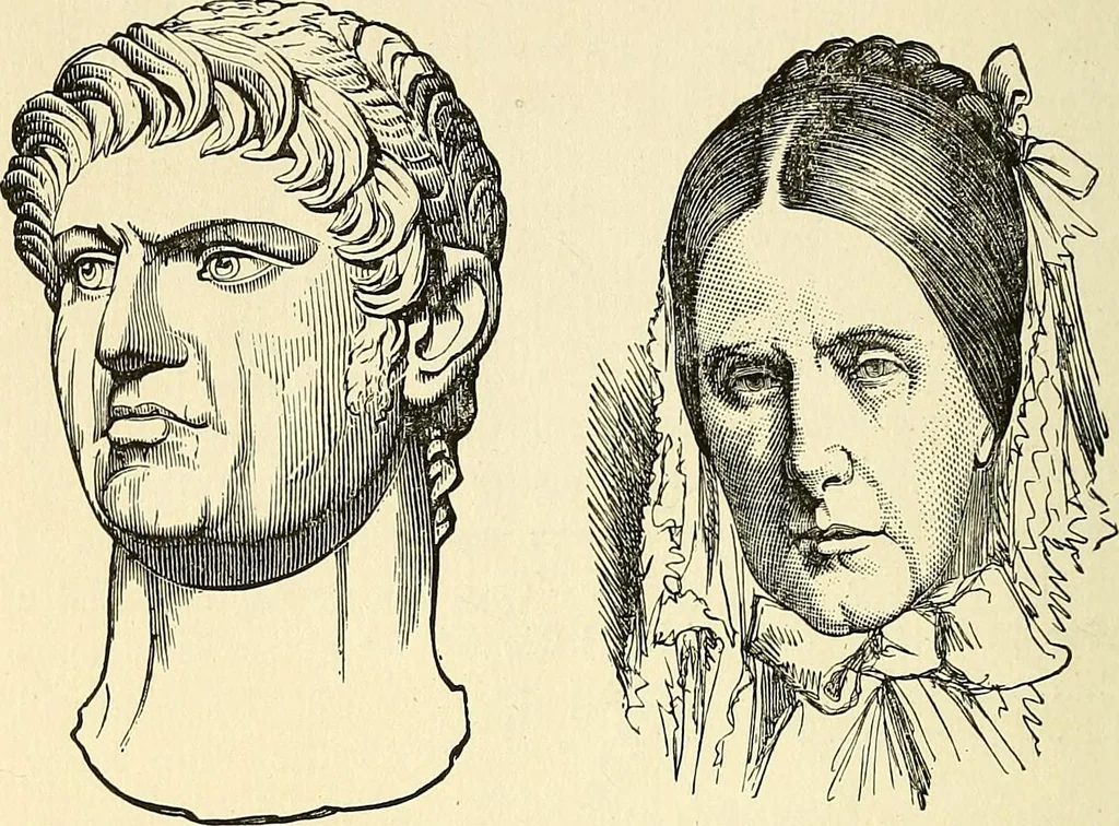 An illustration from Nature's revelations of character; or, physiognomy illustrated. A description of the mental, moral and volitive dispositions of mankind, as manifested in the human form and countenance, 1879, leaf 255