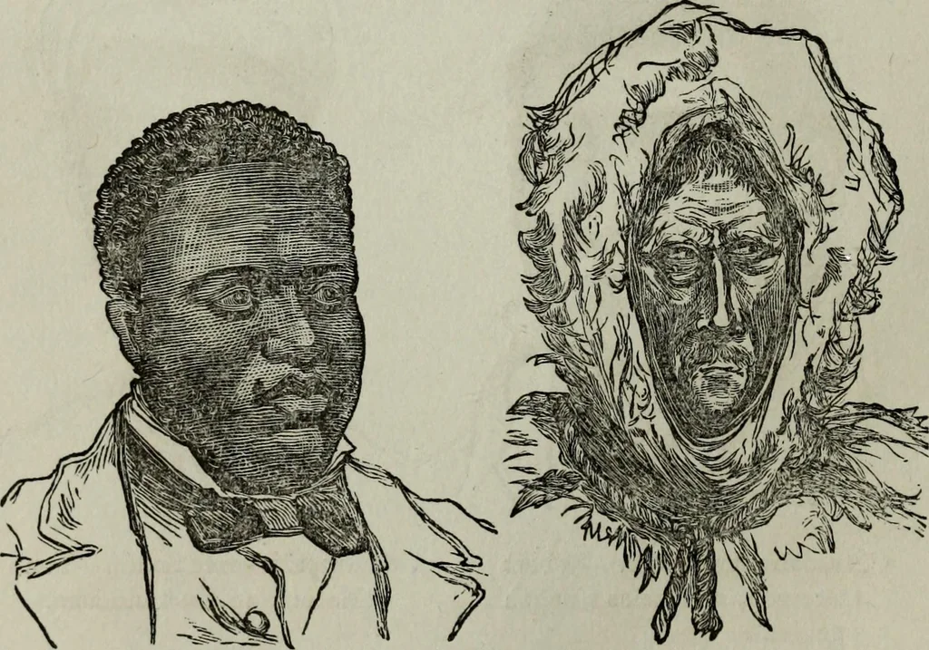 An illustration from Nature's revelations of character, or, Physiognomy illustrated : a description of the mental, moral and volitive dispositions of mankind, as manifested in the human form and countenance, 1887, leaf 159