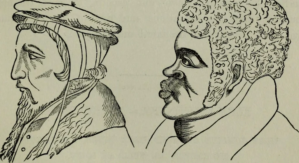 An illustration from Nature's revelations of character, or, Physiognomy illustrated : a description of the mental, moral and volitive dispositions of mankind, as manifested in the human form and countenance, 1887, leaf 164