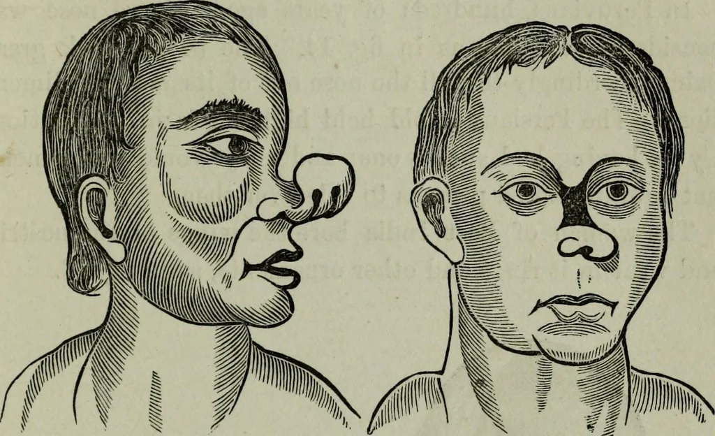 An illustration from Nature's revelations of character, or, Physiognomy illustrated : a description of the mental, moral and volitive dispositions of mankind, as manifested in the human form and countenance, 1887, leaf 542