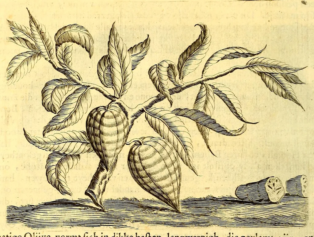 An illustration from Natuurlyke en zedelyke historie van d'eylanden de Voor-Eylanden van Amerika. : Verrijkt met vele schoone platen, die uytheelden d'aller-aanmerkelijkste seldsaamheden die'er in beschreven zijn. : Met eenen Caraïbaanschen Woorden-schat., 1662, leaf 106