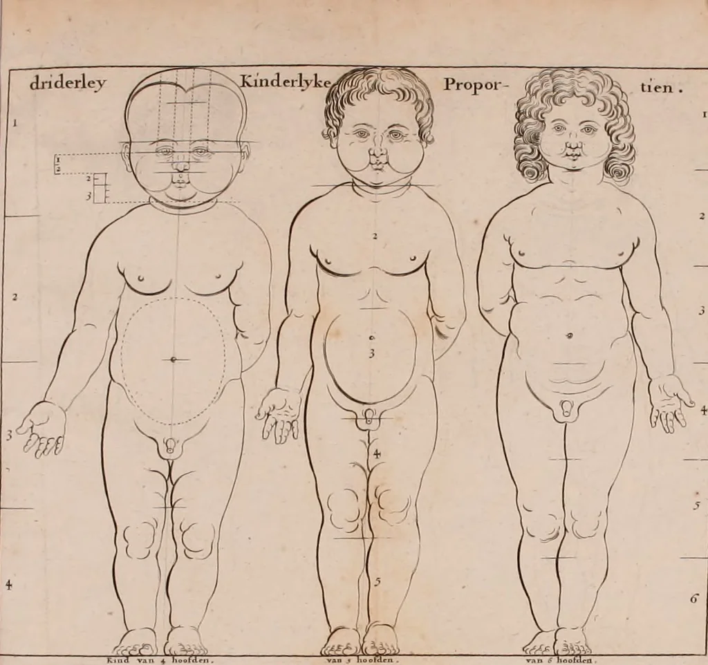 An illustration from Natuurlyk en schilderkonstig ontwerp der menschkunde : leerende niet alleen de kennis van de gestalte, proportie, schoonheyd, muskelen, bewegingen, actien, passien, en welstand der menschbeelden : tot de teykenkunde, schilderkunde, beeldhouwery, bootseer en giet-oeffening toepassen : maar ook hoe sich een mensch na deselve regelen, in allerhande doeningh van gaan, staan, loopen, torssen, dragen, arbeyden, spreken en andere gebeerden : bevallig en verstandilijk aastellen zal, 1683, leaf 101