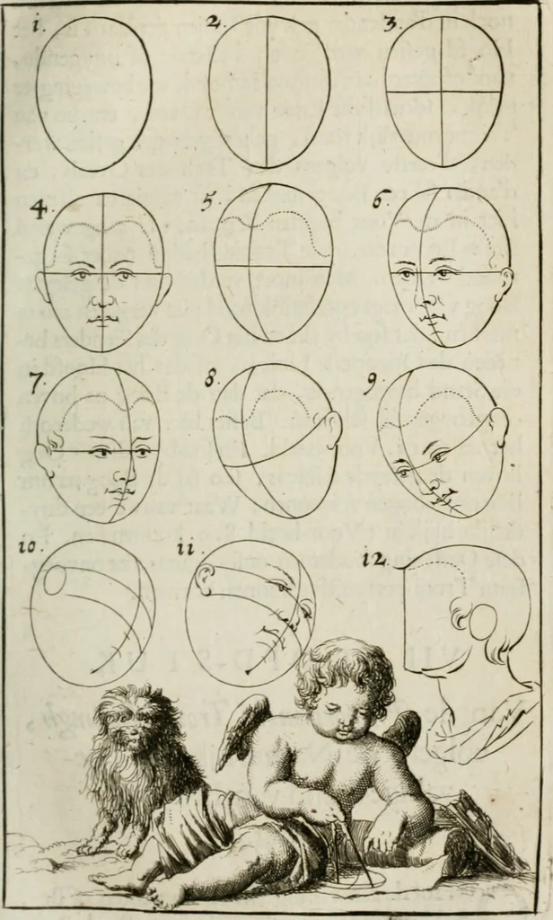An illustration from Natuurlyk en schilderkonstig ontwerp der menschkunde : leerende niet alleen de kennis van de gestalte, proportie, schoonheyd, muskelen, bewegingen, actien, passien, en welstand der menschbeelden : tot de teykenkunde, schilderkunde, beeldhouwery, bootseer en giet-oeffening toepassen : maar ook hoe sich een mensch na deselve regelen, in allerhande doeningh van gaan, staan, loopen, torssen, dragen, arbeyden, spreken en andere gebeerden : bevallig en verstandilijk aastellen zal, 1683, leaf 246