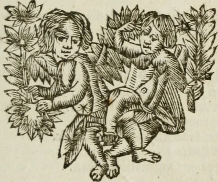 An illustration from Natuurlyk en schilderkonstig ontwerp der menschkunde : leerende niet alleen de kennis van de gestalte, proportie, schoonheyd, muskelen, bewegingen, actien, passien, en welstand der menschbeelden : tot de teykenkunde, schilderkunde, beeldhouwery, bootseer en giet-oeffening toepassen : maar ook hoe sich een mensch na deselve regelen, in allerhande doeningh van gaan, staan, loopen, torssen, dragen, arbeyden, spreken en andere gebeerden : bevallig en verstandilijk aastellen zal, 1683, leaf 478