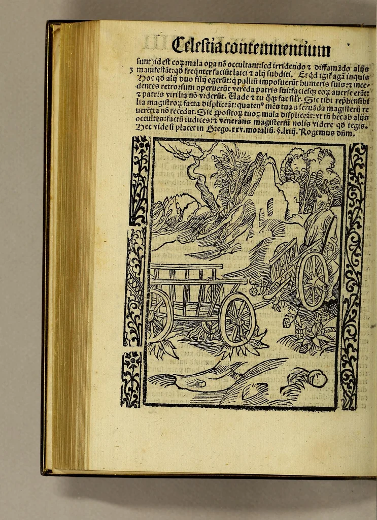 An illustration from Nauicula siue speculu[m] fatuor[um] ... Joannis Geyler Keysersbergii ... in sermones iuxta turmarum seriem diuisa ... a Jacobo Othero diligenter collecta. Compendiosa vite eiusdem descriptio, per Beatum Rhenanum Selestatinum. ., 1511, leaf 242