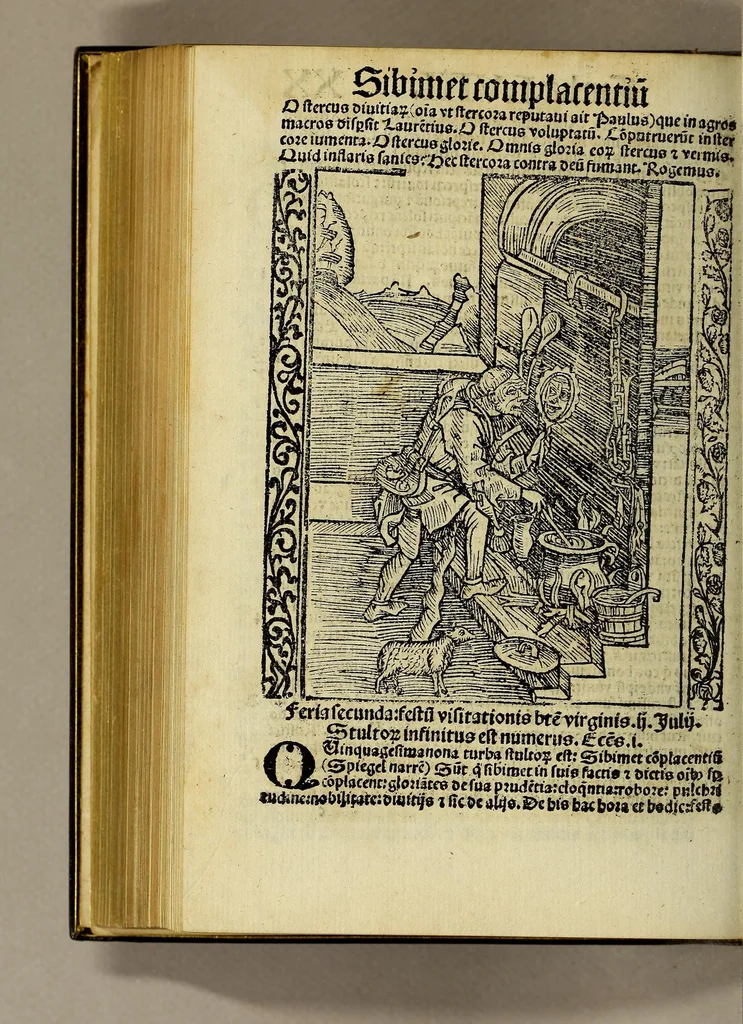 An illustration from Nauicula siue speculu[m] fatuor[um] ... Joannis Geyler Keysersbergii ... in sermones iuxta turmarum seriem diuisa ... a Jacobo Othero diligenter collecta. Compendiosa vite eiusdem descriptio, per Beatum Rhenanum Selestatinum. ., 1511, leaf 314