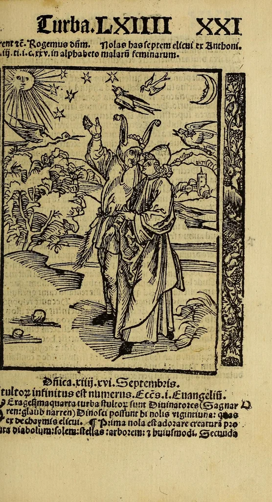 An illustration from Nauicula siue speculu[m] fatuor[um] ... Joannis Geyler Keysersbergii ... in sermones iuxta turmarum seriem diuisa ... a Jacobo Othero diligenter collecta. Compendiosa vite eiusdem descriptio, per Beatum Rhenanum Selestatinum. ., 1511, leaf 335