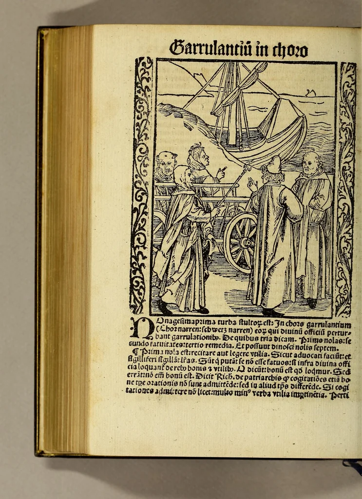An illustration from Nauicula siue speculu[m] fatuor[um] ... Joannis Geyler Keysersbergii ... in sermones iuxta turmarum seriem diuisa ... a Jacobo Othero diligenter collecta. Compendiosa vite eiusdem descriptio, per Beatum Rhenanum Selestatinum. ., 1511, leaf 454