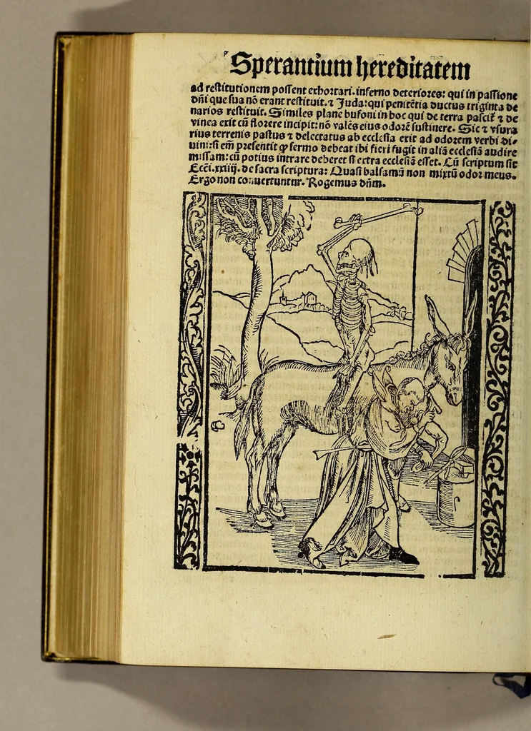 An illustration from Nauicula siue speculu[m] fatuor[um] ... Joannis Geyler Keysersbergii ... in sermones iuxta turmarum seriem diuisa ... a Jacobo Othero diligenter collecta. Compendiosa vite eiusdem descriptio, per Beatum Rhenanum Selestatinum. ., 1511, leaf 466