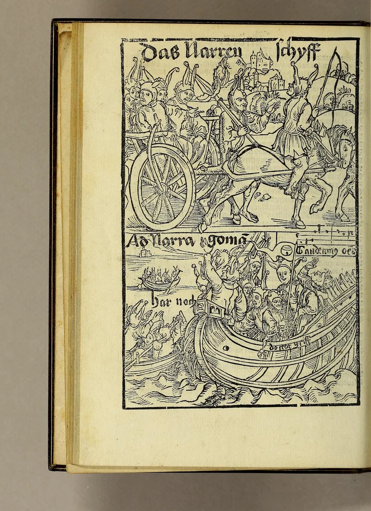 An illustration from Nauicula siue speculu[m] fatuor[um] ... Joannis Geyler Keysersbergii ... in sermones iuxta turmarum seriem diuisa ... a Jacobo Othero diligenter collecta. Compendiosa vite eiusdem descriptio, per Beatum Rhenanum Selestatinum. ., 1511, leaf 50