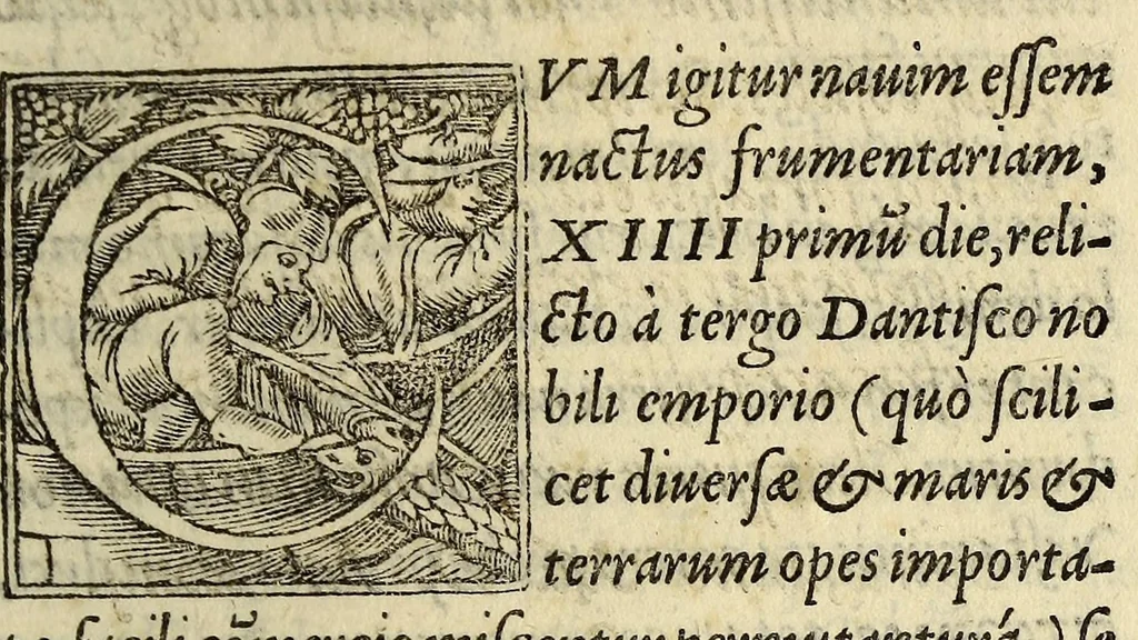 An illustration from Nauigationis maris arctoi, id est, Balthici, & sinus codani, descriptio., 1550, leaf 13