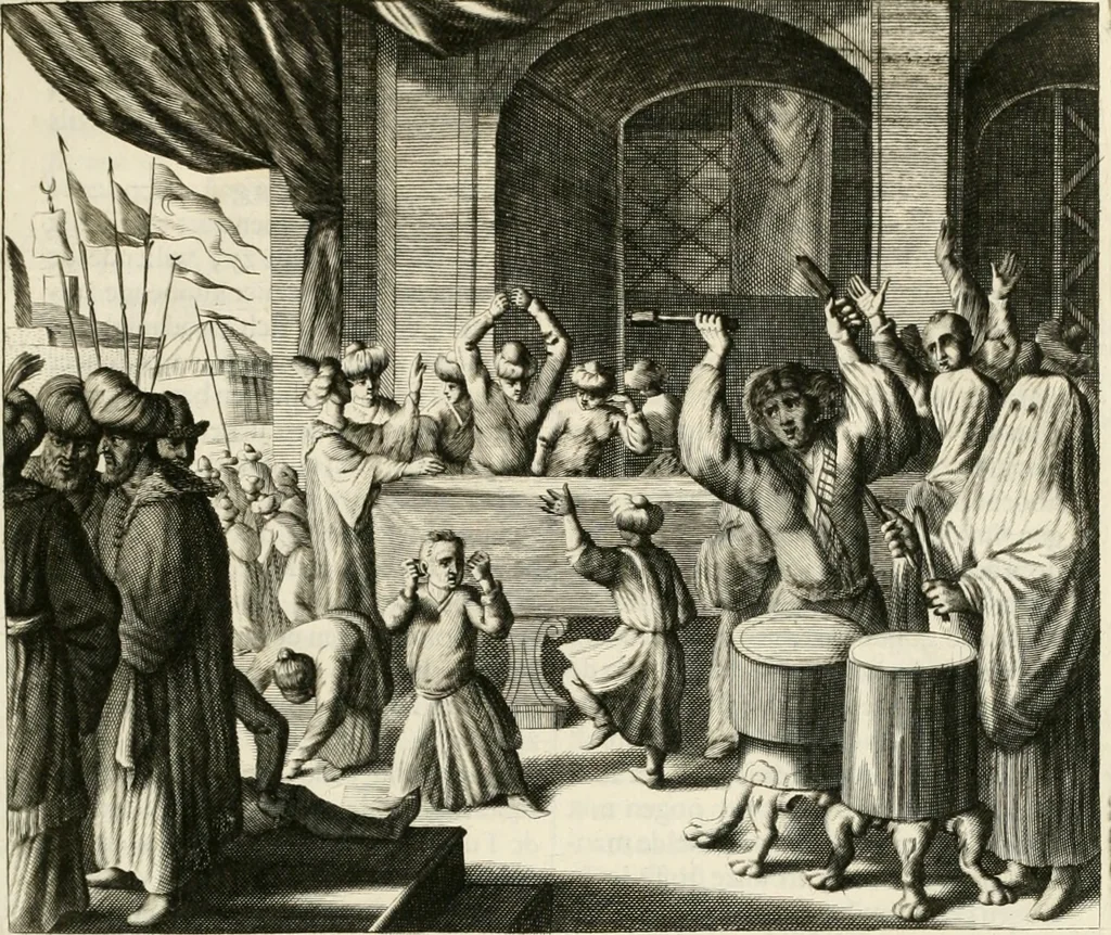 An illustration from Naukeurige beschryving van Asie; behelsende de gewesten van Mesopotamie, Babylonie, Assyrie, Anatolie, of Klein Asie, beneffens eene volkome beschrijving van gansch Gelukkigh, Woest, en Petreesch of Steenigh Arabie.., 1680, leaf 158
