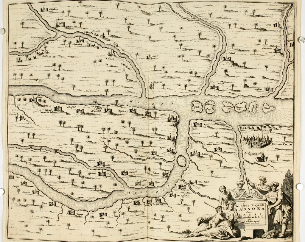 An illustration from Naukeurige beschryving van Asie; behelsende de gewesten van Mesopotamie, Babylonie, Assyrie, Anatolie, of Klein Asie, beneffens eene volkome beschrijving van gansch Gelukkigh, Woest, en Petreesch of Steenigh Arabie.., 1680, leaf 165