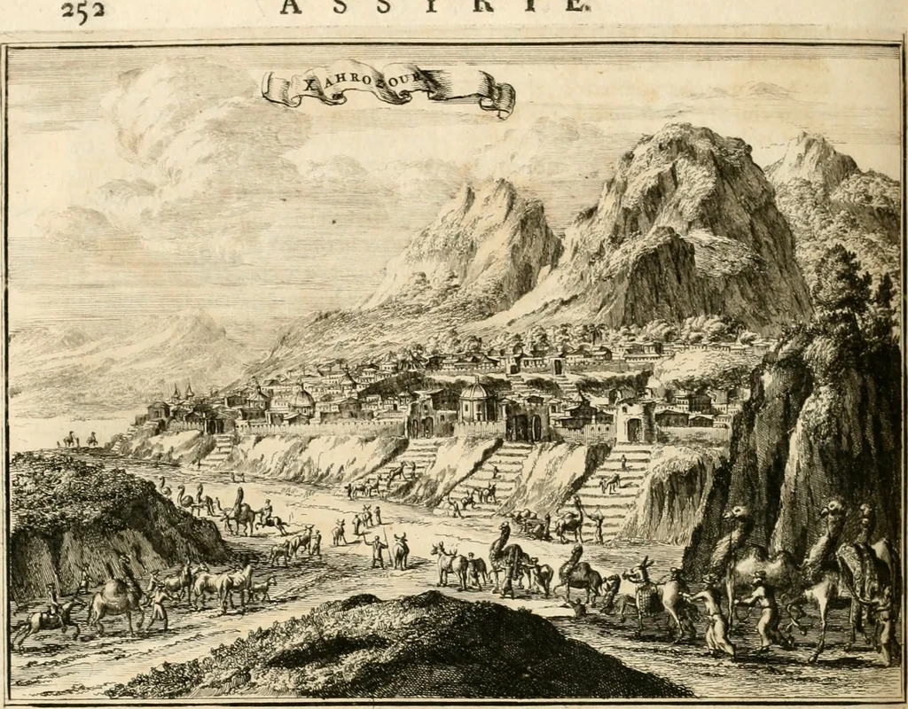 An illustration from Naukeurige beschryving van Asie; behelsende de gewesten van Mesopotamie, Babylonie, Assyrie, Anatolie, of Klein Asie, beneffens eene volkome beschrijving van gansch Gelukkigh, Woest, en Petreesch of Steenigh Arabie.., 1680, leaf 275