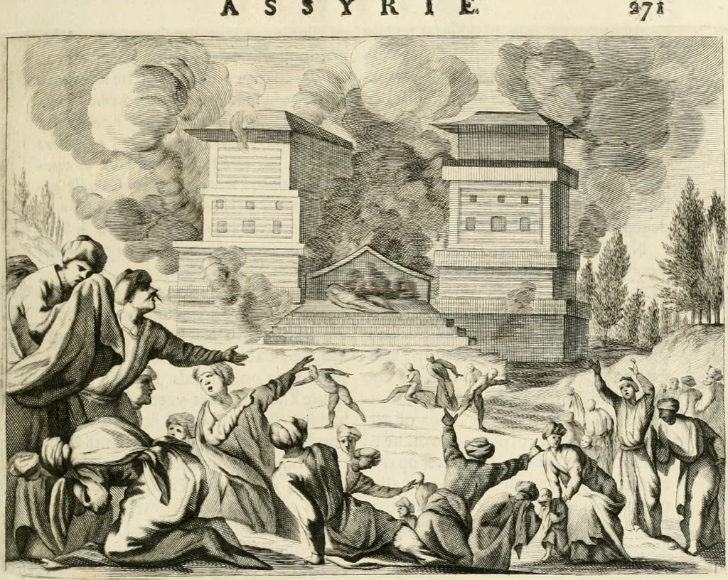An illustration from Naukeurige beschryving van Asie; behelsende de gewesten van Mesopotamie, Babylonie, Assyrie, Anatolie, of Klein Asie, beneffens eene volkome beschrijving van gansch Gelukkigh, Woest, en Petreesch of Steenigh Arabie.., 1680, leaf 294