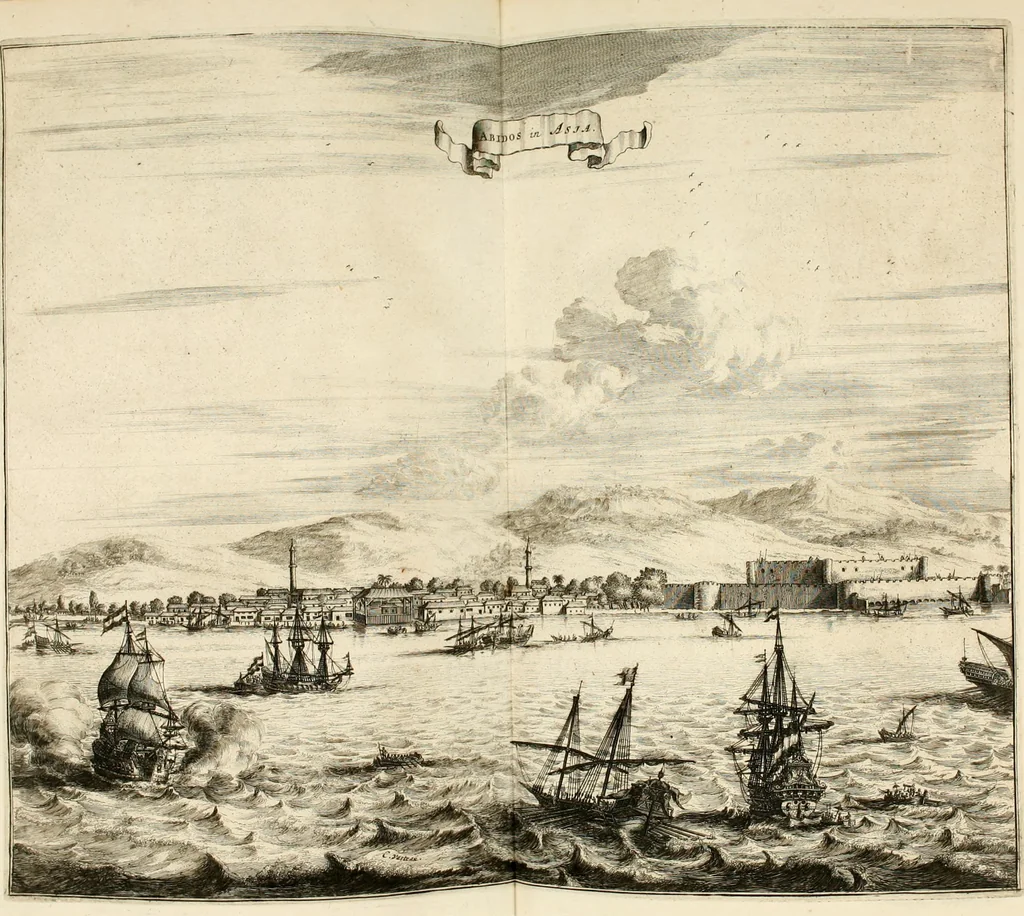 An illustration from Naukeurige beschryving van Asie; behelsende de gewesten van Mesopotamie, Babylonie, Assyrie, Anatolie, of Klein Asie, beneffens eene volkome beschrijving van gansch Gelukkigh, Woest, en Petreesch of Steenigh Arabie.., 1680, leaf 317