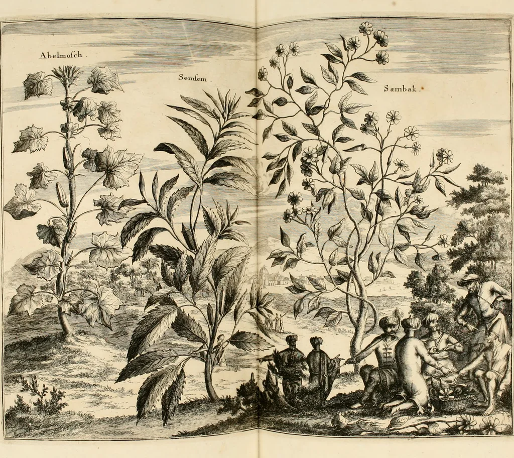An illustration from Naukeurige beschryving van Asie; behelsende de gewesten van Mesopotamie, Babylonie, Assyrie, Anatolie, of Klein Asie, beneffens eene volkome beschrijving van gansch Gelukkigh, Woest, en Petreesch of Steenigh Arabie.., 1680, leaf 469