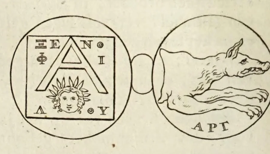 An illustration from Naukeurige beschryving van Morea, eertijts Peloponnesus; en de eilanden, gelegen onder de kusten van Morea, en binnen en buiten de golf van Venetien: waer onder de voornaemste Korfu, Cefalonia, Sant Maura, Zanten, en andere in grooten getale. Behelzende derzelver landschappen, steden, rivieren, poelen, bergen, gewassen, dieren, &c. Met de kaerten van Morea, golf van Venetien, en verscheide eilanden: beneffens afbeeldingen van steden en kastelen, als Patrasso, Modon, Koron, Navarino, Napoli di Romania en Malvasia, Korinthen, Misitra, &c, 1688, leaf 192