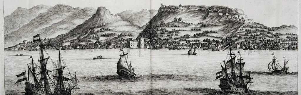 An illustration from Naukeurige beschryving van Morea, eertijts Peloponnesus; en de eilanden, gelegen onder de kusten van Morea, en binnen en buiten de golf van Venetien: waer onder de voornaemste Korfu, Cefalonia, Sant Maura, Zanten, en andere in grooten getale. Behelzende derzelver landschappen, steden, rivieren, poelen, bergen, gewassen, dieren, &c. Met de kaerten van Morea, golf van Venetien, en verscheide eilanden: beneffens afbeeldingen van steden en kastelen, als Patrasso, Modon, Koron, Navarino, Napoli di Romania en Malvasia, Korinthen, Misitra, &c, 1688, leaf 491