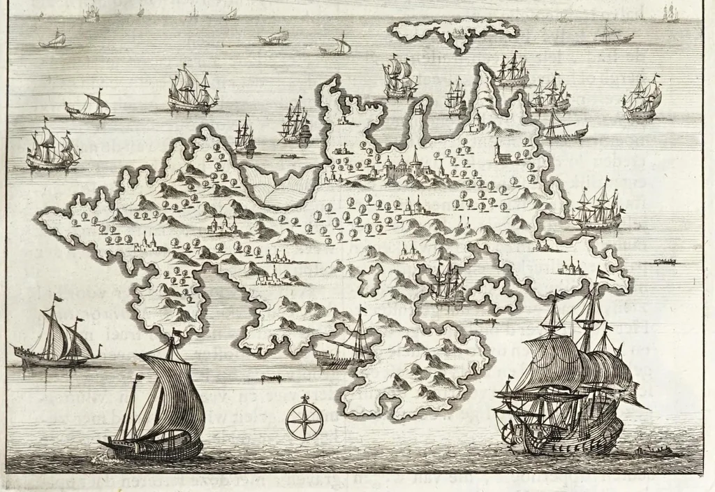 An illustration from Naukeurige beschryving van Morea, eertijts Peloponnesus; en de eilanden, gelegen onder de kusten van Morea, en binnen en buiten de golf van Venetien: waer onder de voornaemste Korfu, Cefalonia, Sant Maura, Zanten, en andere in grooten getale. Behelzende derzelver landschappen, steden, rivieren, poelen, bergen, gewassen, dieren, &c. Met de kaerten van Morea, golf van Venetien, en verscheide eilanden: beneffens afbeeldingen van steden en kastelen, als Patrasso, Modon, Koron, Navarino, Napoli di Romania en Malvasia, Korinthen, Misitra, &c, 1688, leaf 493