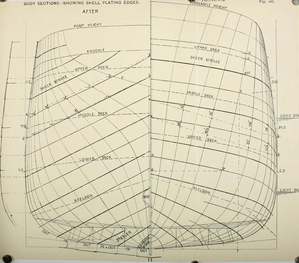 An illustration from Naval architecture: a manual on laying-off iron, steel, and composite vessels, 1898, leaf 117
