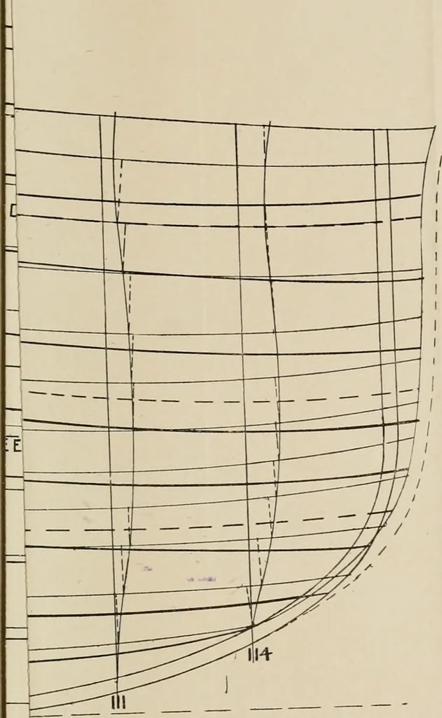 An illustration from Naval architecture: a manual on laying-off iron, steel, and composite vessels, 1898, leaf 126