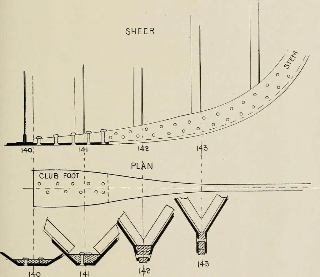 An illustration from Naval architecture: a manual on laying-off iron, steel, and composite vessels, 1898, leaf 182