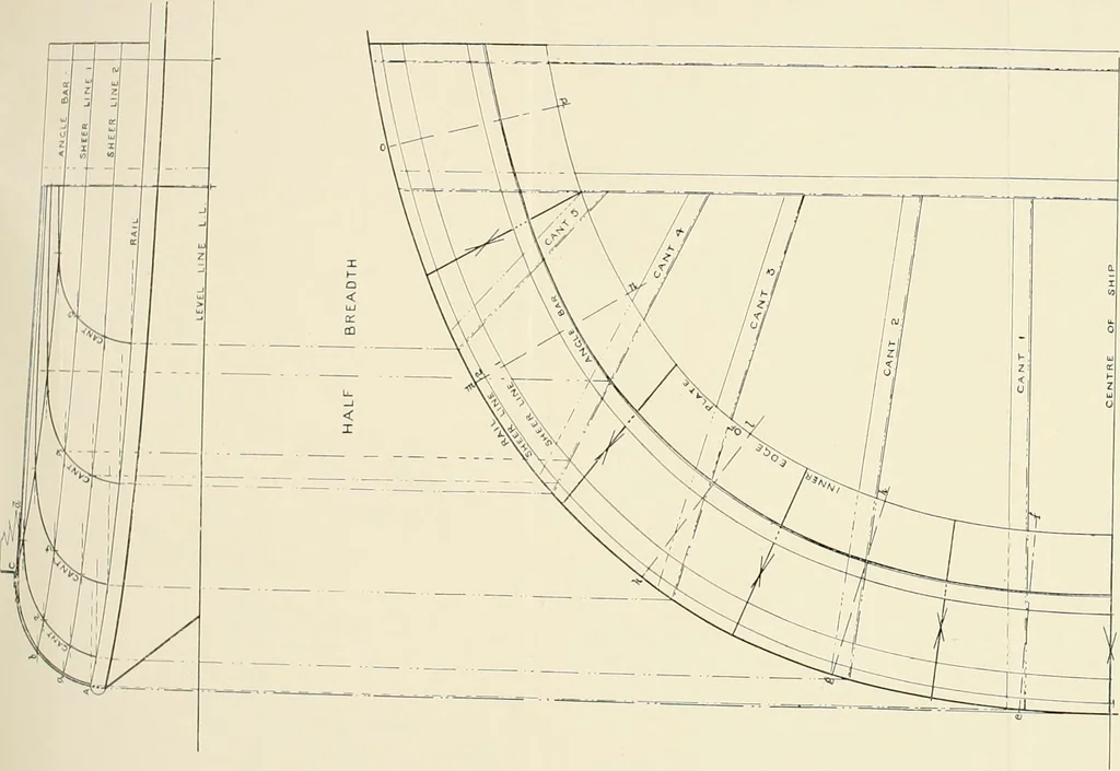 An illustration from Naval architecture: a manual on laying-off iron, steel, and composite vessels, 1898, leaf 199
