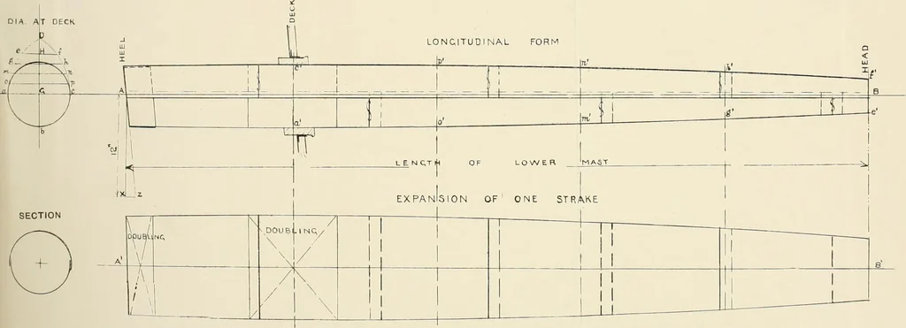An illustration from Naval architecture: a manual on laying-off iron, steel, and composite vessels, 1898, leaf 211